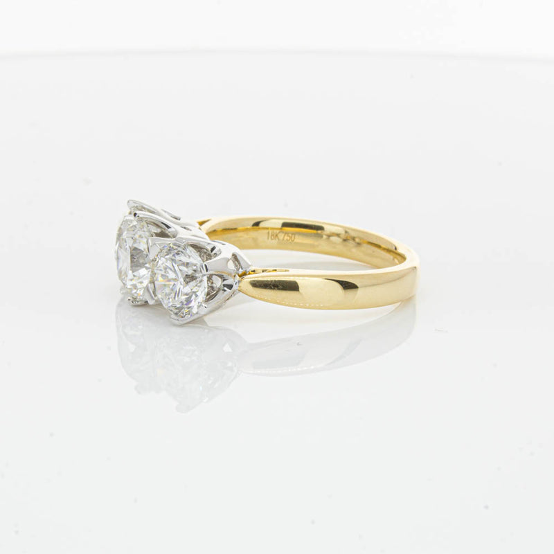 18ct Yellow Gold 3.00ct Diamond Trilogy Ring-Ring-Walker & Hall