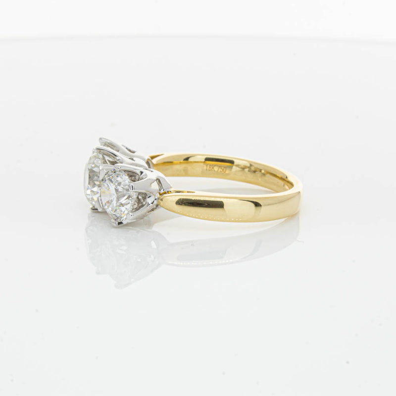 18ct Yellow Gold 3.00ct Diamond Trilogy Ring-Ring-Walker & Hall