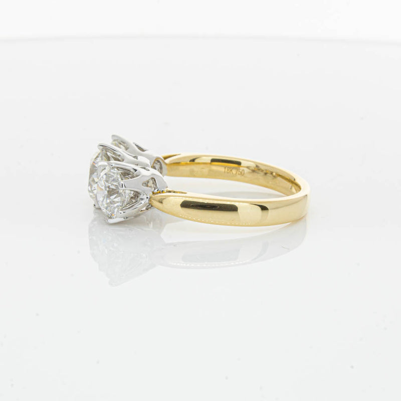 18ct Yellow Gold 3.00ct Diamond Trilogy Ring-Ring-Walker & Hall