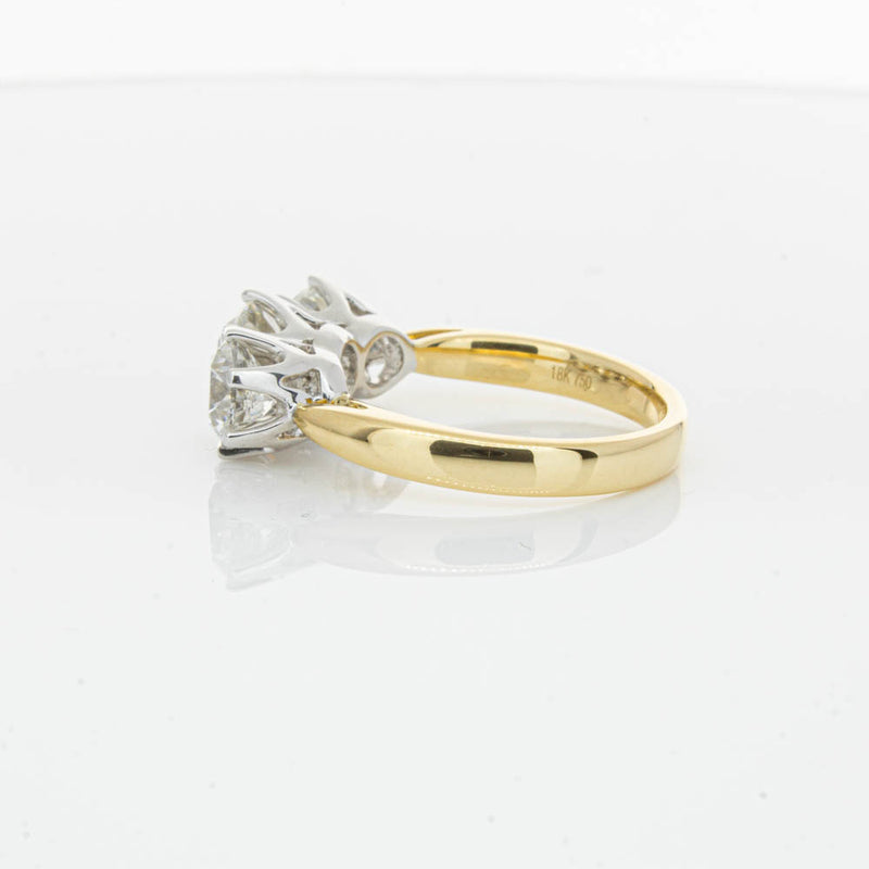 18ct Yellow Gold 3.00ct Diamond Trilogy Ring-Ring-Walker & Hall