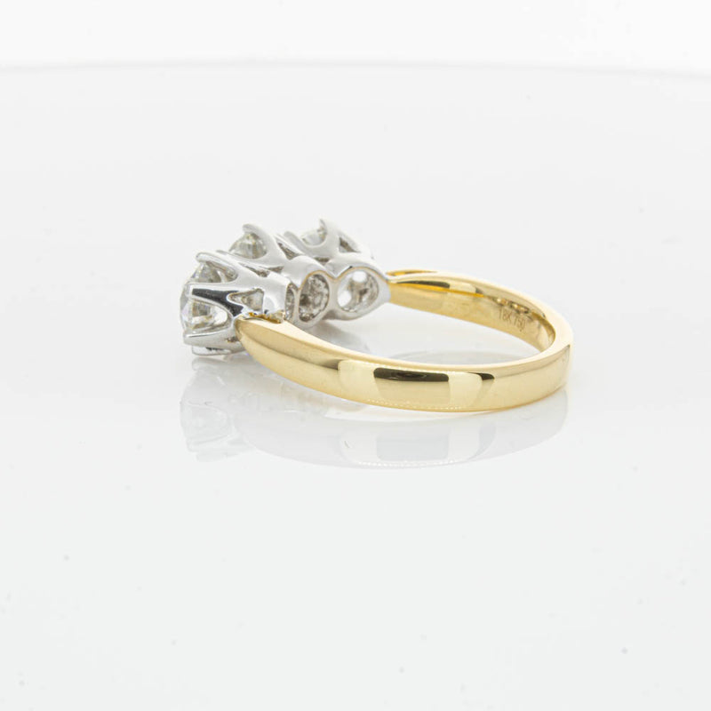 18ct Yellow Gold 3.00ct Diamond Trilogy Ring-Ring-Walker & Hall