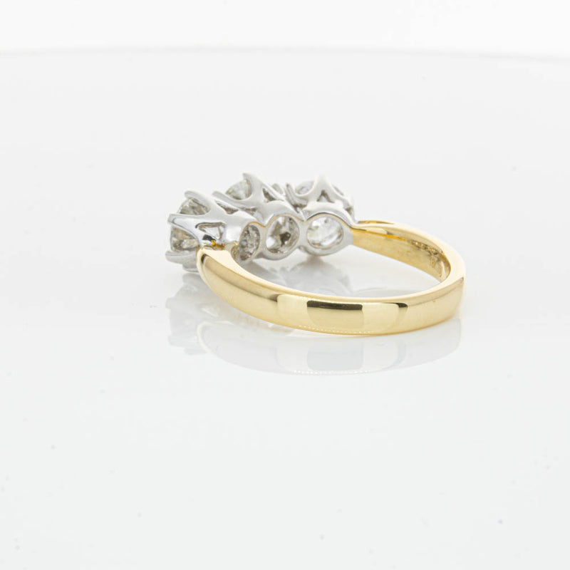 18ct Yellow Gold 3.00ct Diamond Trilogy Ring-Ring-Walker & Hall