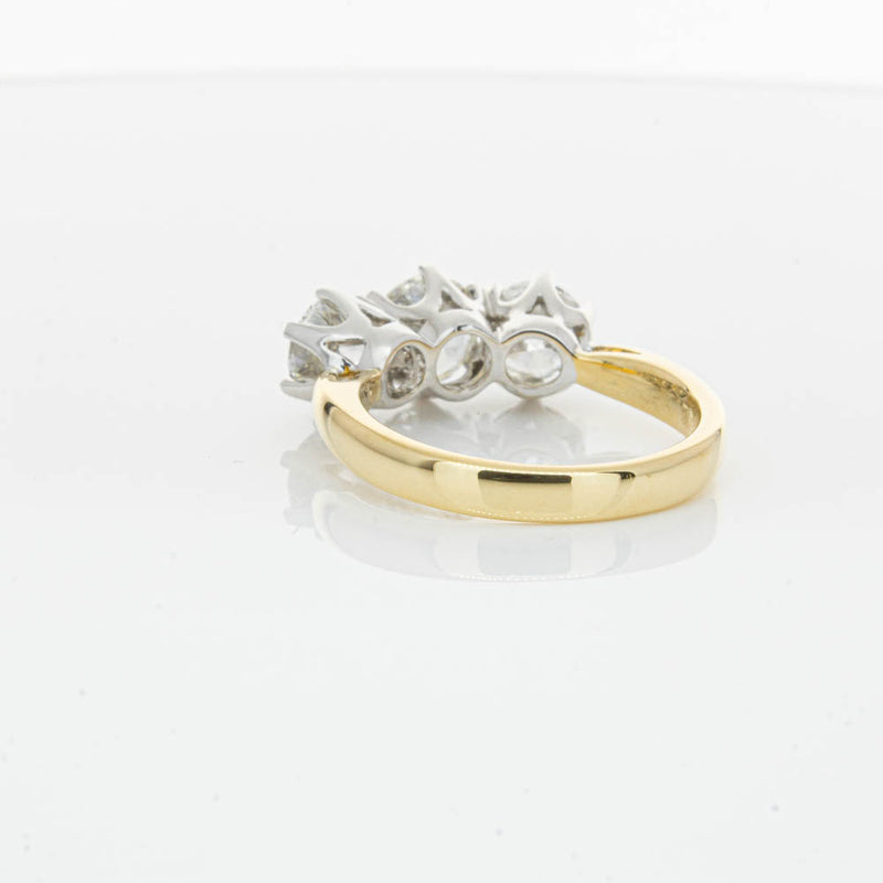 18ct Yellow Gold 3.00ct Diamond Trilogy Ring-Ring-Walker & Hall