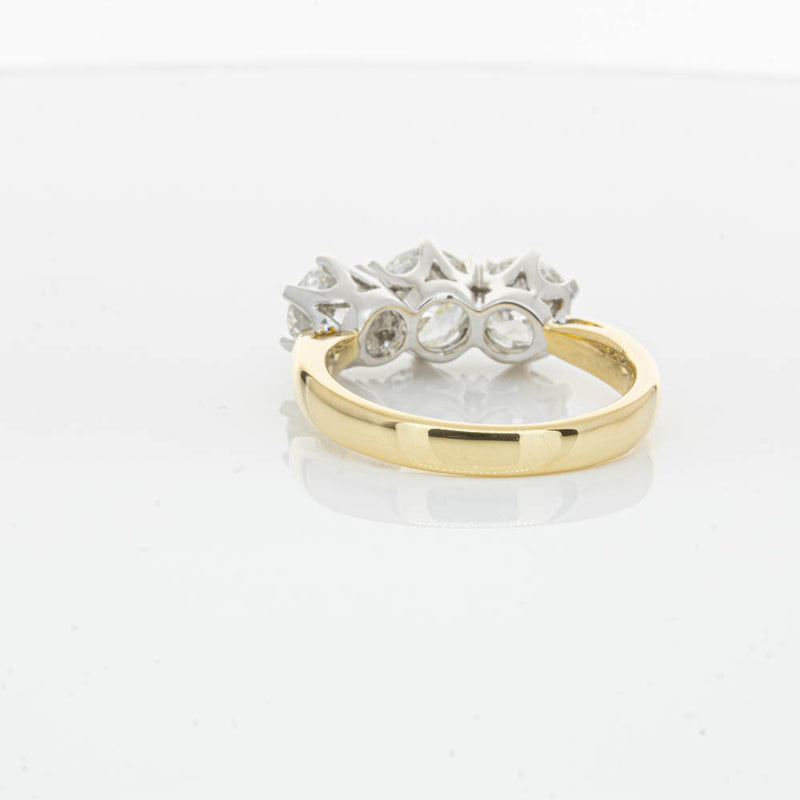 18ct Yellow Gold 3.00ct Diamond Trilogy Ring-Ring-Walker & Hall