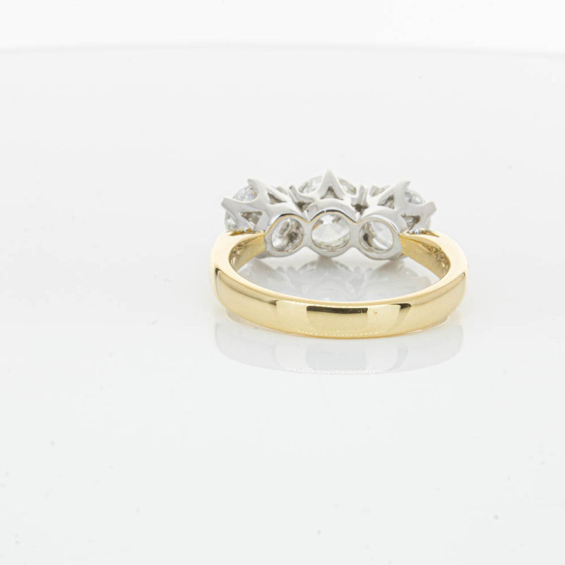 18ct Yellow Gold 3.00ct Diamond Trilogy Ring-Ring-Walker & Hall