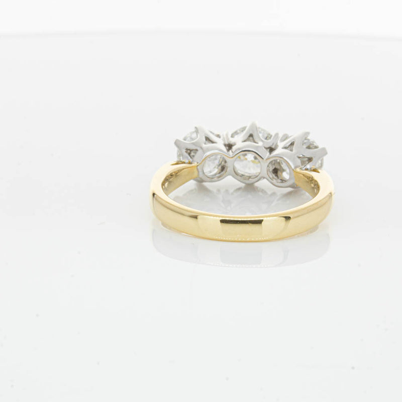18ct Yellow Gold 3.00ct Diamond Trilogy Ring-Ring-Walker & Hall