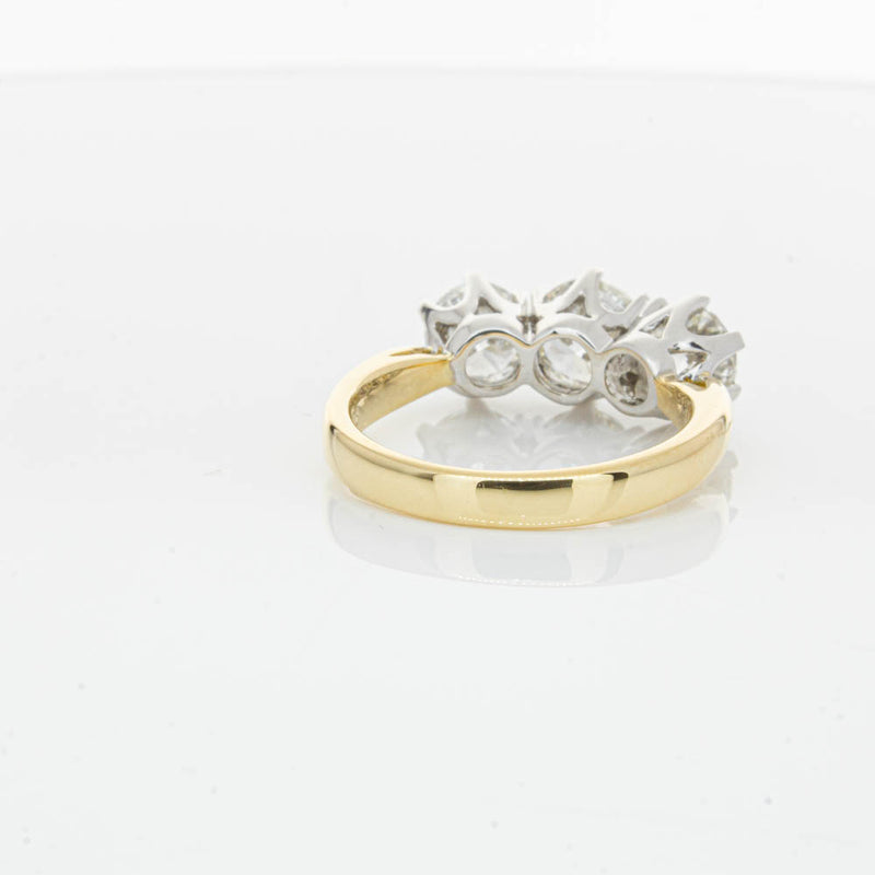 18ct Yellow Gold 3.00ct Diamond Trilogy Ring-Ring-Walker & Hall