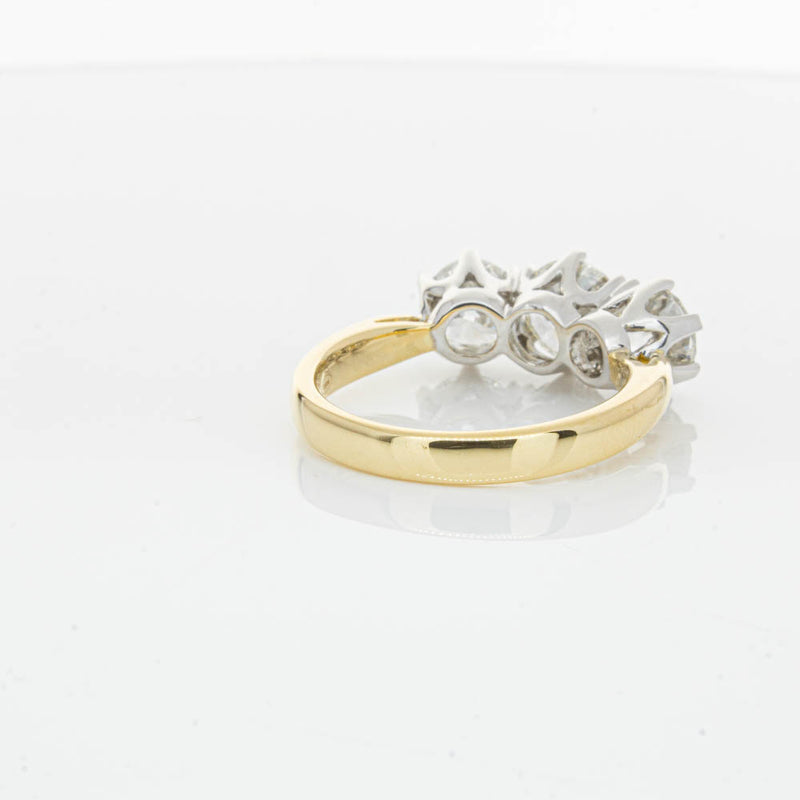 18ct Yellow Gold 3.00ct Diamond Trilogy Ring-Ring-Walker & Hall