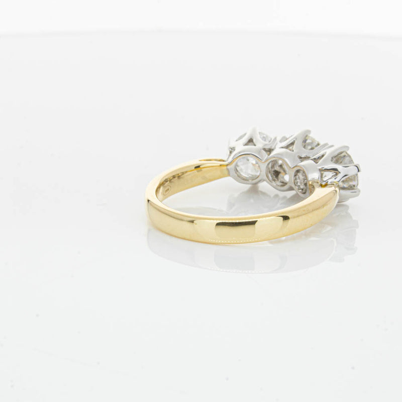 18ct Yellow Gold 3.00ct Diamond Trilogy Ring-Ring-Walker & Hall