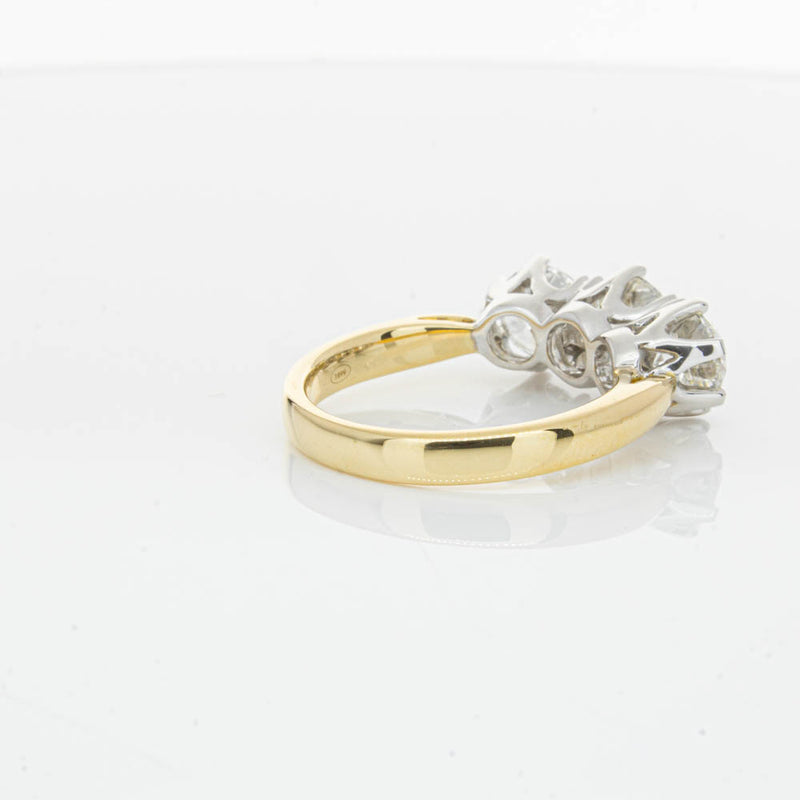 18ct Yellow Gold 3.00ct Diamond Trilogy Ring-Ring-Walker & Hall
