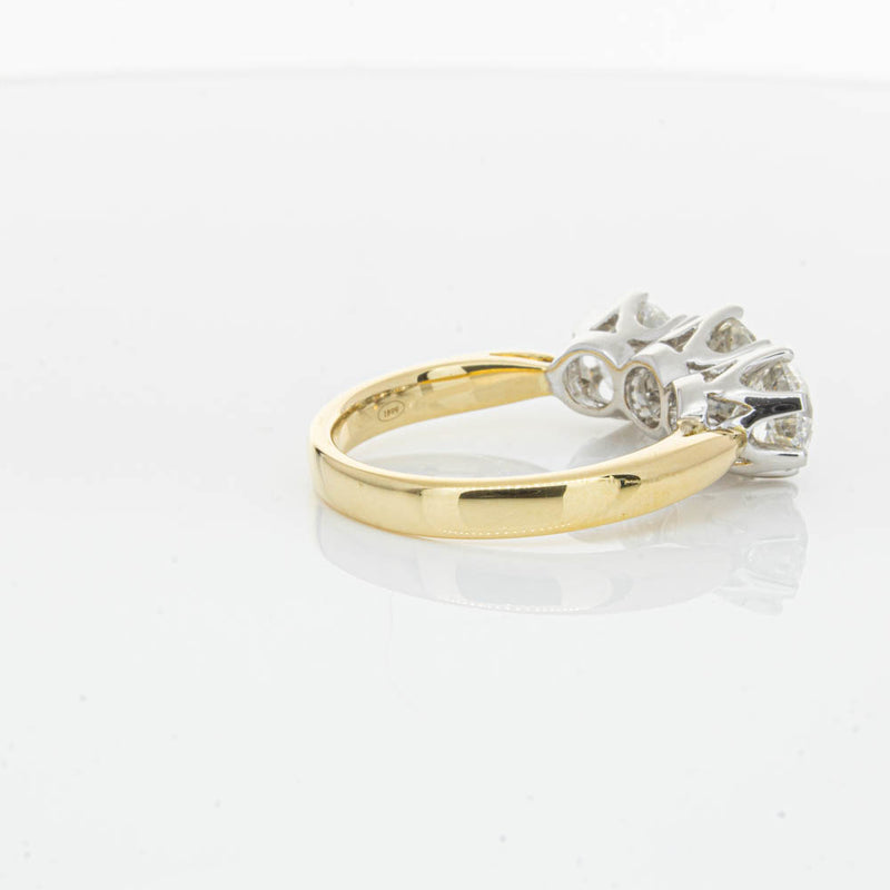 18ct Yellow Gold 3.00ct Diamond Trilogy Ring-Ring-Walker & Hall