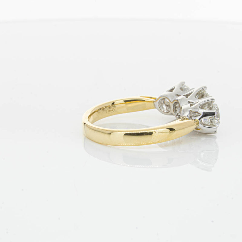 18ct Yellow Gold 3.00ct Diamond Trilogy Ring-Ring-Walker & Hall