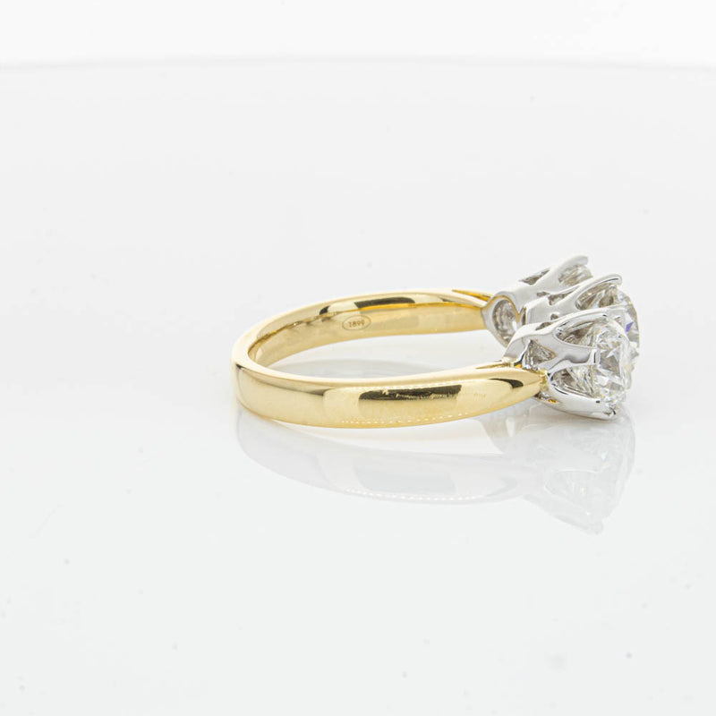 18ct Yellow Gold 3.00ct Diamond Trilogy Ring-Ring-Walker & Hall