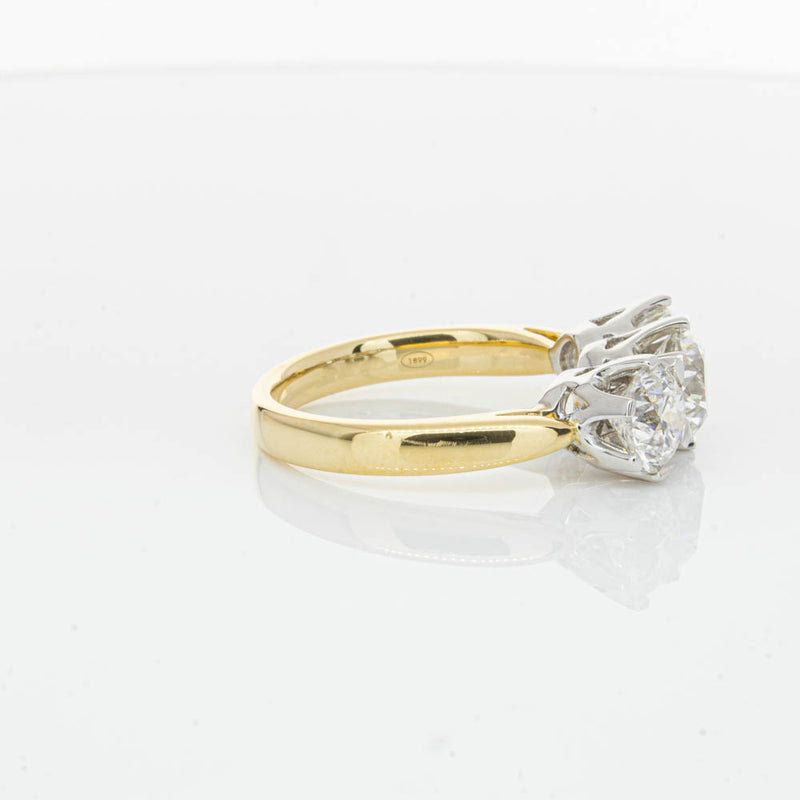18ct Yellow Gold 3.00ct Diamond Trilogy Ring-Ring-Walker & Hall