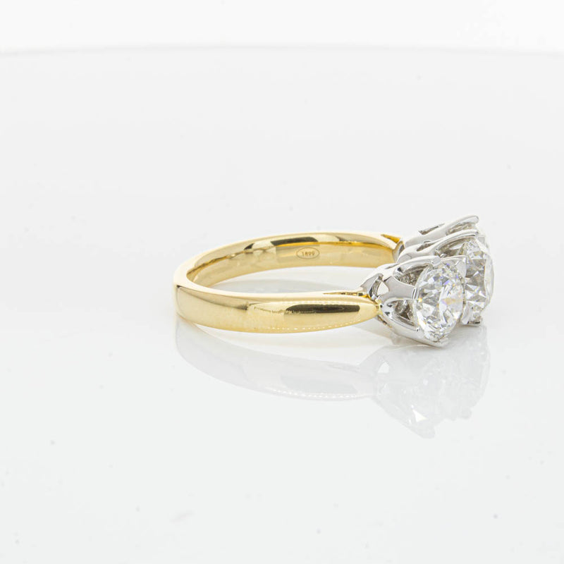 18ct Yellow Gold 3.00ct Diamond Trilogy Ring-Ring-Walker & Hall
