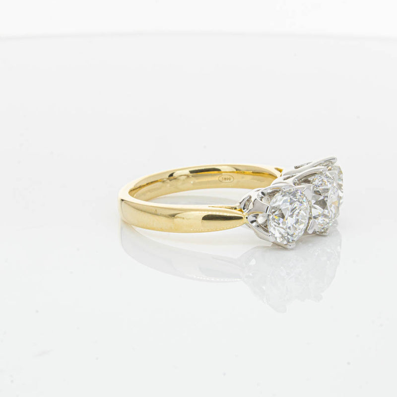 18ct Yellow Gold 3.00ct Diamond Trilogy Ring-Ring-Walker & Hall