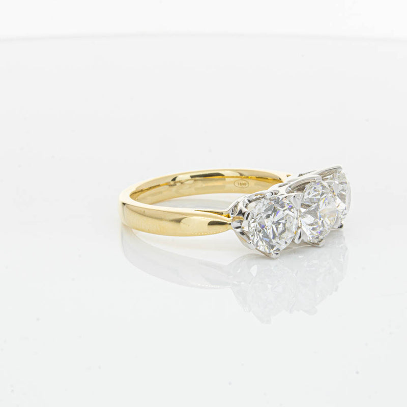18ct Yellow Gold 3.00ct Diamond Trilogy Ring-Ring-Walker & Hall