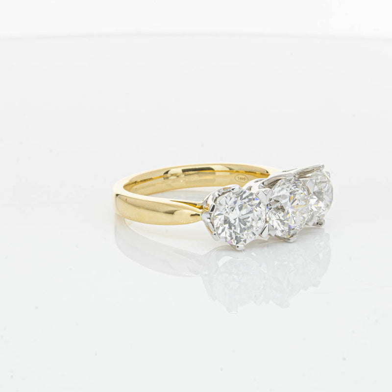 18ct Yellow Gold 3.00ct Diamond Trilogy Ring-Ring-Walker & Hall