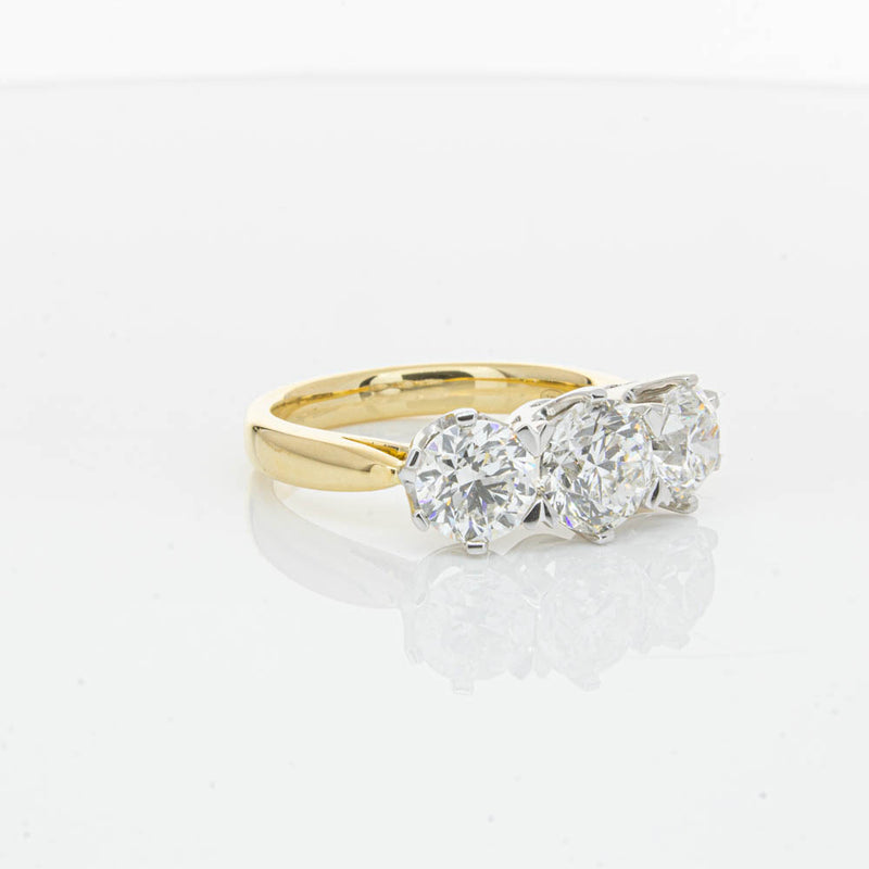 18ct Yellow Gold 3.00ct Diamond Trilogy Ring-Ring-Walker & Hall