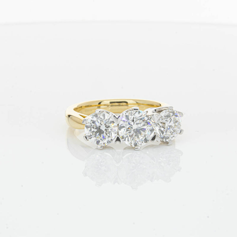 18ct Yellow Gold 3.00ct Diamond Trilogy Ring-Ring-Walker & Hall