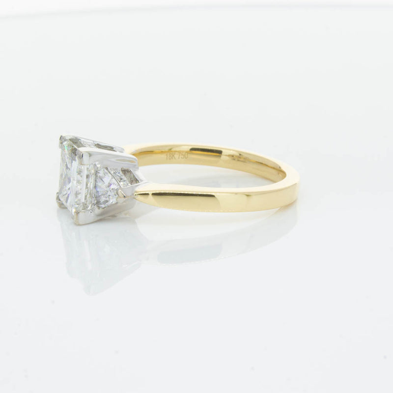18ct Yellow Gold Princess Cut Diamond Three Stone Ring-Ring-Walker & Hall