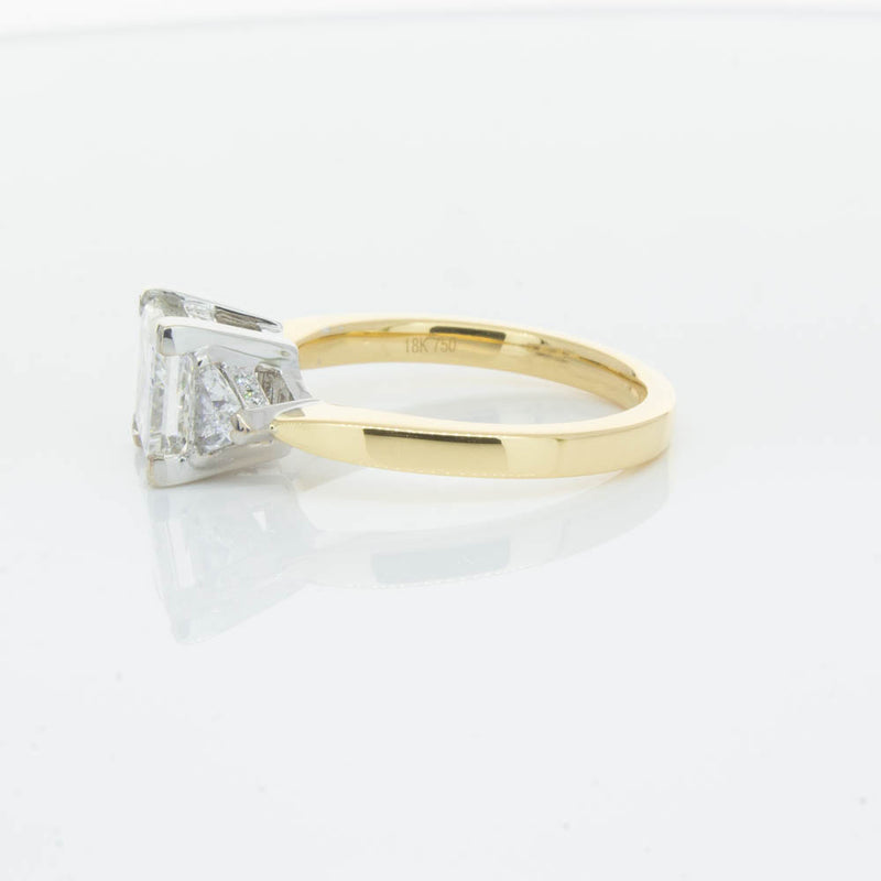 18ct Yellow Gold Princess Cut Diamond Three Stone Ring-Ring-Walker & Hall
