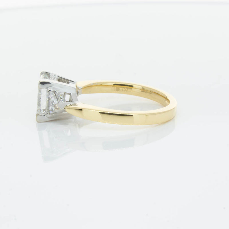 18ct Yellow Gold Princess Cut Diamond Three Stone Ring-Ring-Walker & Hall