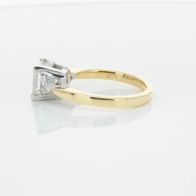 18ct Yellow Gold Princess Cut Diamond Three Stone Ring-Ring-Walker & Hall