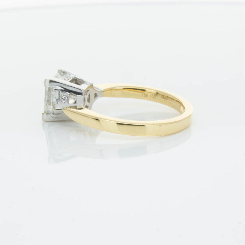 18ct Yellow Gold Princess Cut Diamond Three Stone Ring-Ring-Walker & Hall
