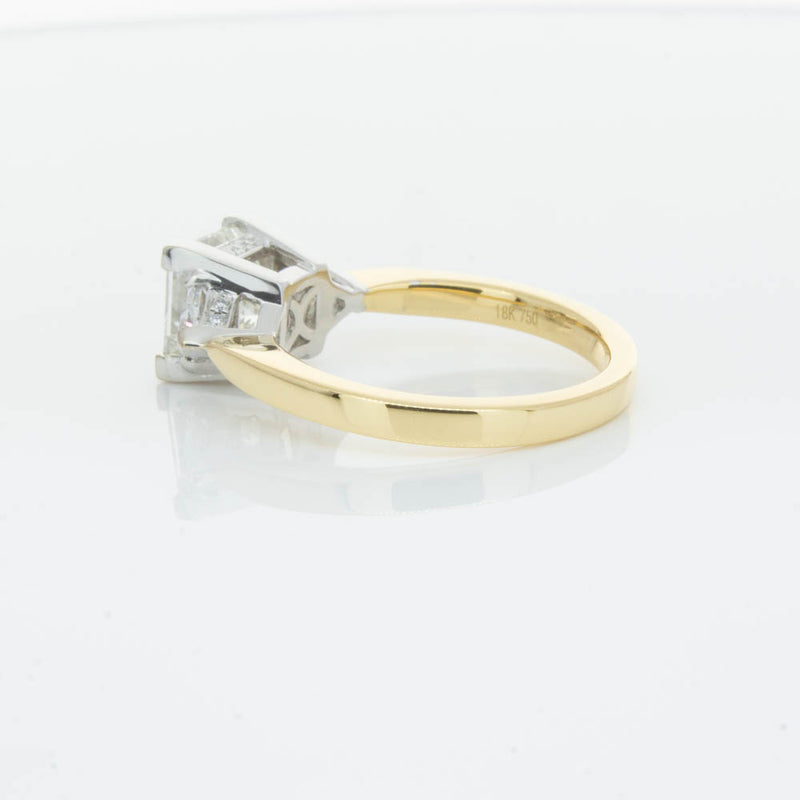 18ct Yellow Gold Princess Cut Diamond Three Stone Ring-Ring-Walker & Hall
