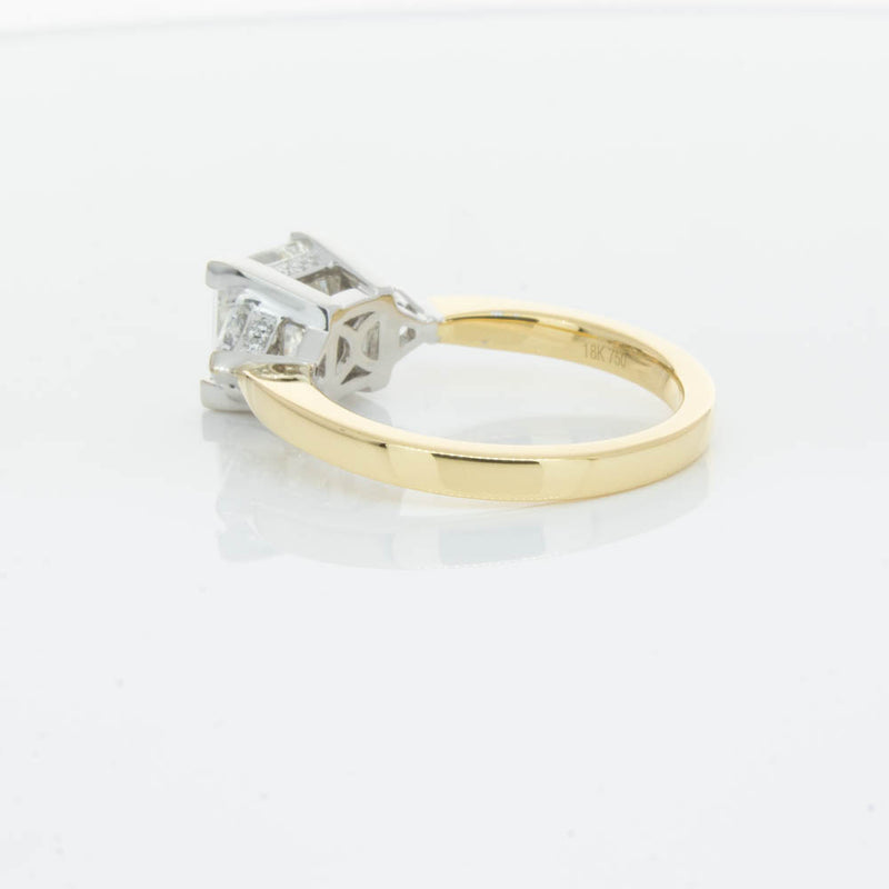 18ct Yellow Gold Princess Cut Diamond Three Stone Ring-Ring-Walker & Hall