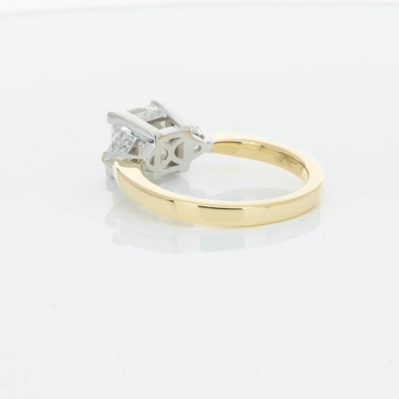 18ct Yellow Gold Princess Cut Diamond Three Stone Ring-Ring-Walker & Hall
