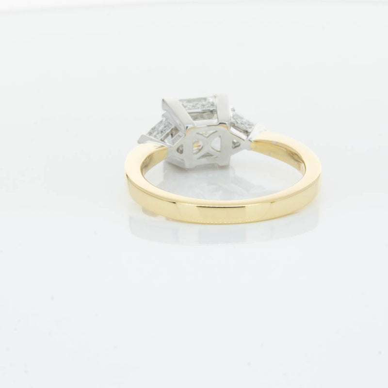 18ct Yellow Gold Princess Cut Diamond Three Stone Ring-Ring-Walker & Hall