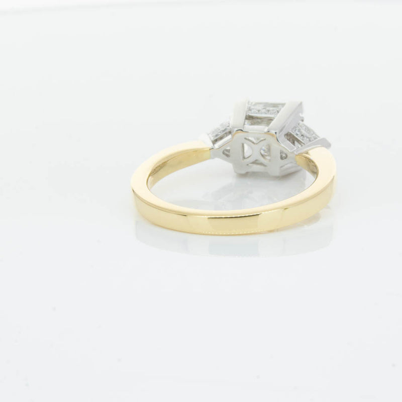 18ct Yellow Gold Princess Cut Diamond Three Stone Ring-Ring-Walker & Hall