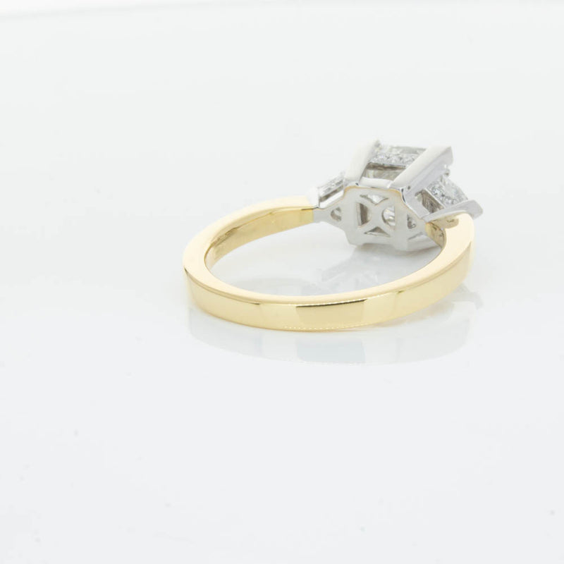 18ct Yellow Gold Princess Cut Diamond Three Stone Ring-Ring-Walker & Hall