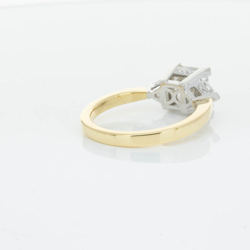 18ct Yellow Gold Princess Cut Diamond Three Stone Ring-Ring-Walker & Hall