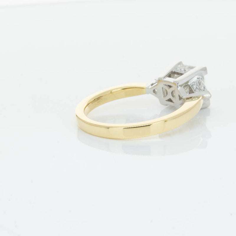 18ct Yellow Gold Princess Cut Diamond Three Stone Ring-Ring-Walker & Hall