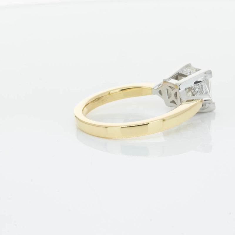 18ct Yellow Gold Princess Cut Diamond Three Stone Ring-Ring-Walker & Hall