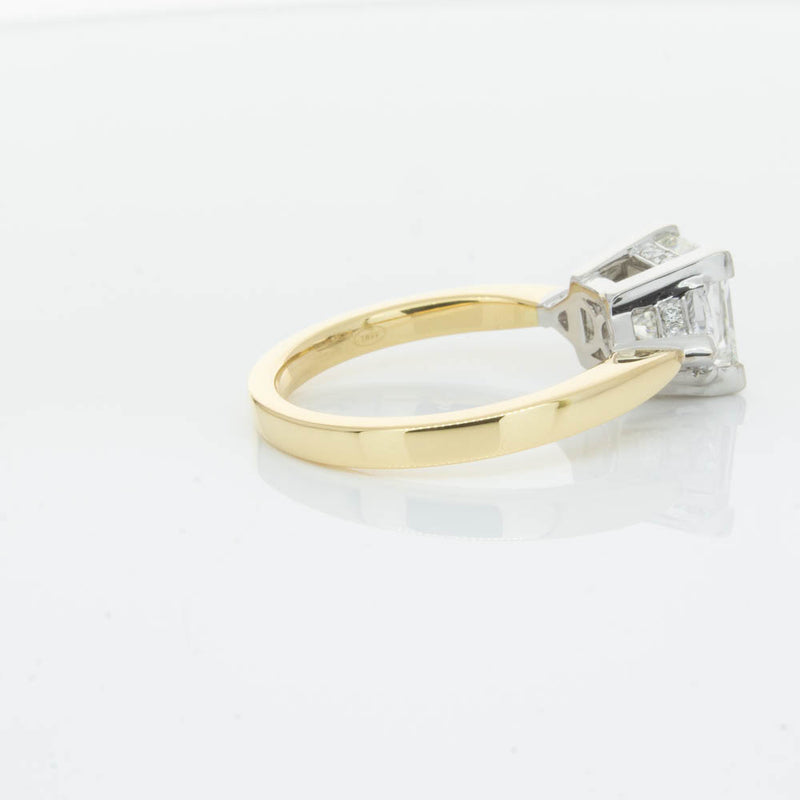 18ct Yellow Gold Princess Cut Diamond Three Stone Ring-Ring-Walker & Hall