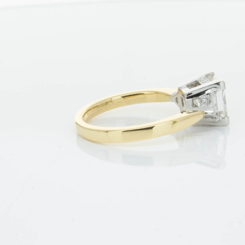 18ct Yellow Gold Princess Cut Diamond Three Stone Ring-Ring-Walker & Hall