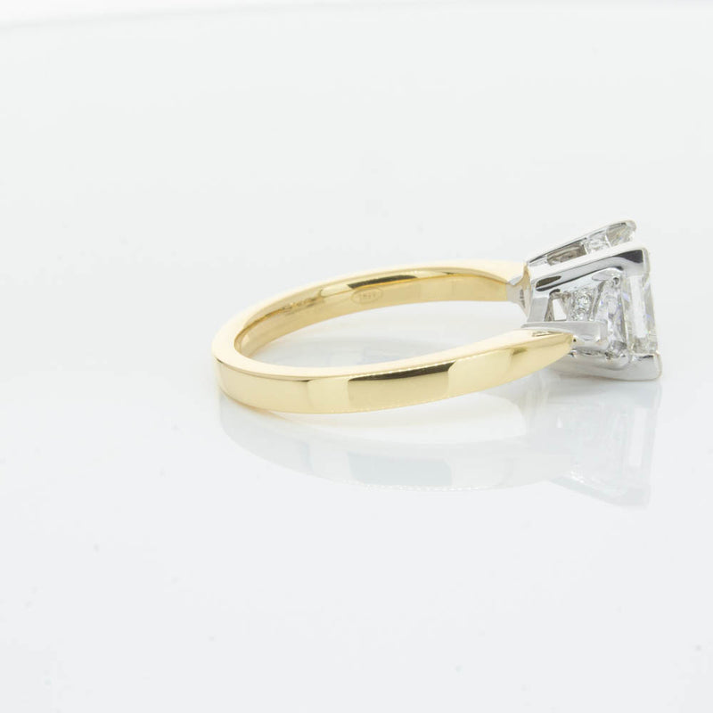 18ct Yellow Gold Princess Cut Diamond Three Stone Ring-Ring-Walker & Hall