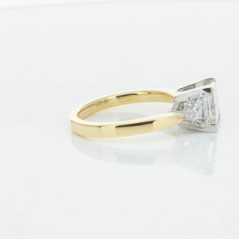 18ct Yellow Gold Princess Cut Diamond Three Stone Ring-Ring-Walker & Hall