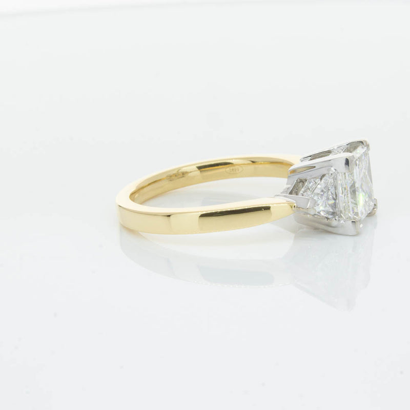 18ct Yellow Gold Princess Cut Diamond Three Stone Ring-Ring-Walker & Hall