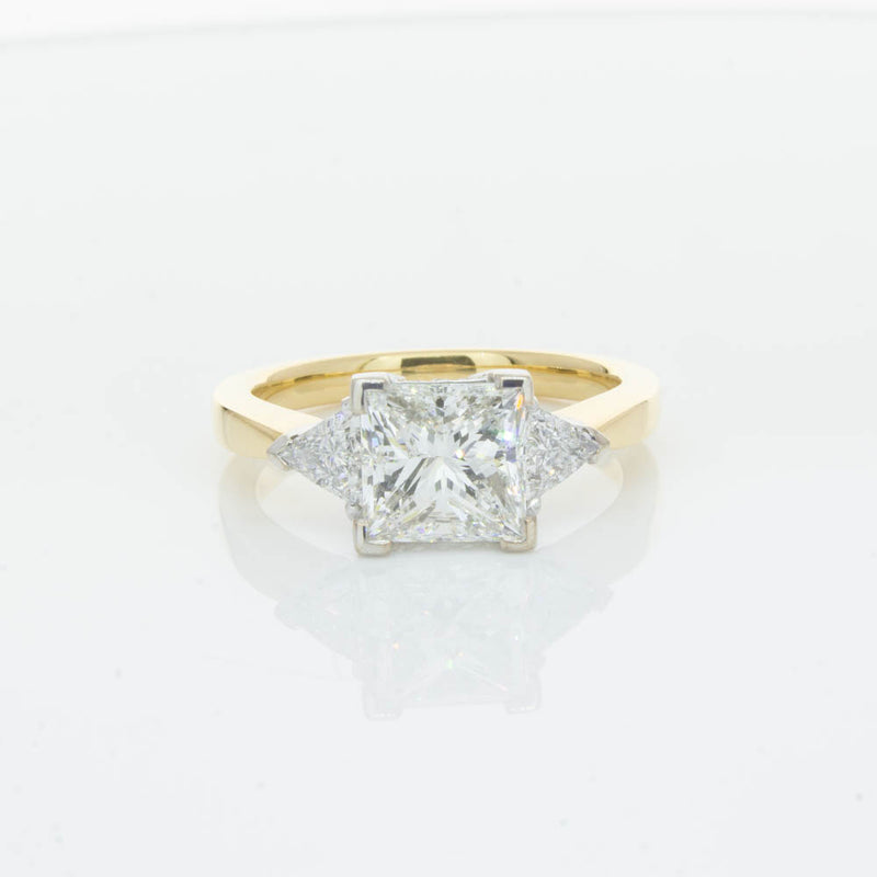 18ct Yellow Gold Princess Cut Diamond Three Stone Ring-Ring-Walker & Hall