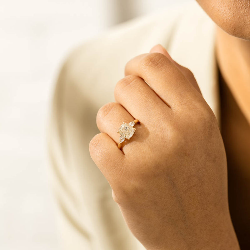 18ct Yellow Gold Cushion Cut Yellow Diamond Ayla Ring-Ring-Walker & Hall