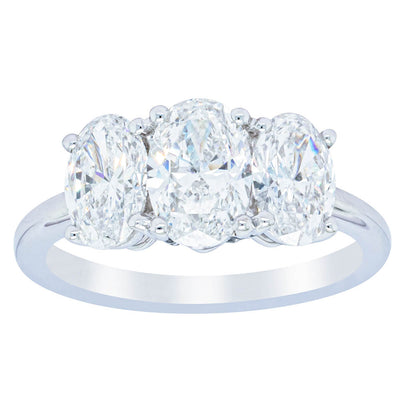 18ct White Gold Oval Cut Diamond Odyssey Ring-Ring-Walker & Hall