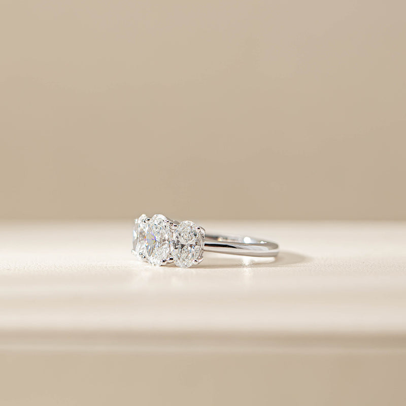 18ct White Gold Oval Cut Diamond Odyssey Ring-Ring-Walker & Hall