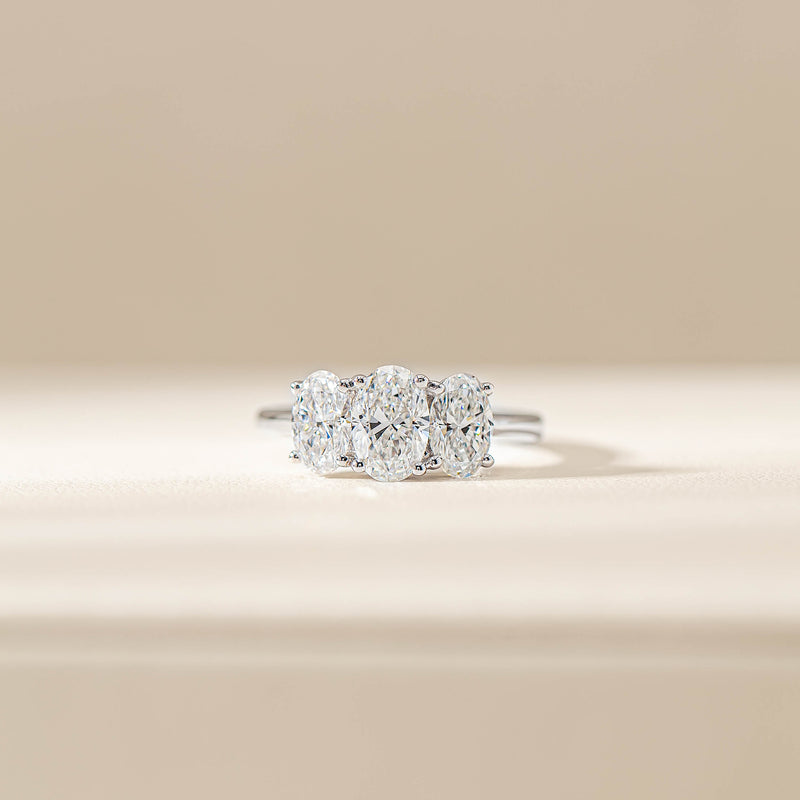 18ct White Gold Oval Cut Diamond Odyssey Ring-Ring-Walker & Hall