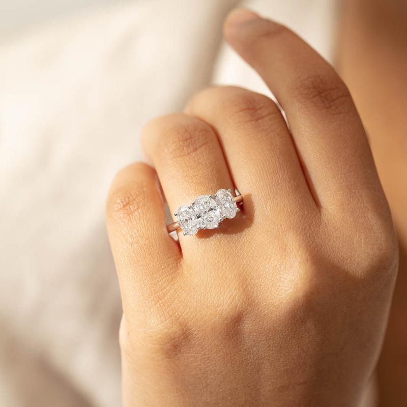 18ct White Gold Oval Cut Diamond Odyssey Ring-Ring-Walker & Hall