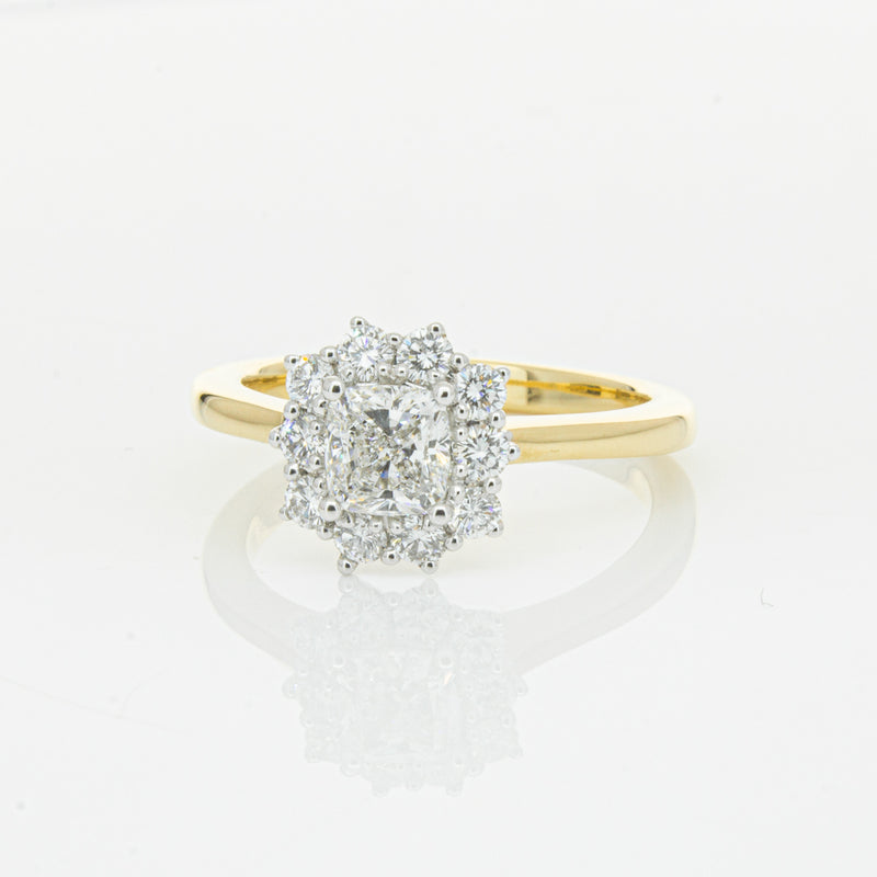 18ct Yellow Gold .72ct Cushion Cut Diamond Belle Ring-Ring-Walker & Hall
